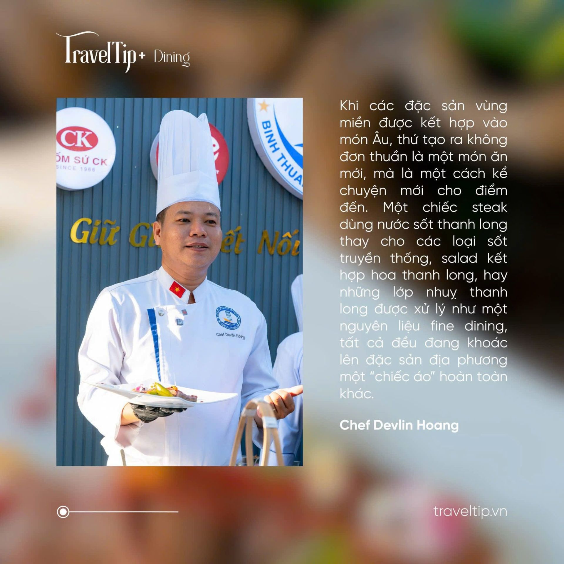 Đầu bếp Chef Davlin Hoang Hiệp hội Đầu bếp B&igrave;nh Thuận