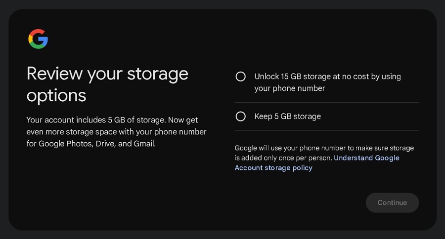 Google yêu cầu xác thực cùng số điện thoại để nhận 15GB lưu trữ miễn phí Google yêu cầu xác thực cùng số điện thoại để nhận 15GB lưu trữ miễn phí