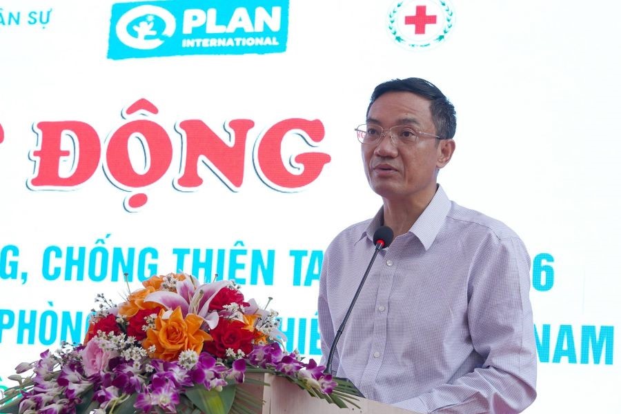 Ph&oacute; Cục trưởng Cục Quản l&yacute; đ&ecirc; điều v&agrave; Ph&ograve;ng, chống thi&ecirc;n tai Vũ Xu&acirc;n Th&agrave;nh ph&aacute;t biểu tại buổi lễ