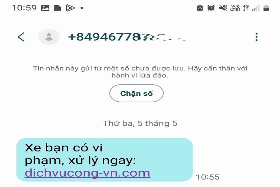 Tin nhắn th&ocirc;ng b&aacute;o vi phạm được c&aacute;c đối tượng gửi đến cho người d&acirc;n