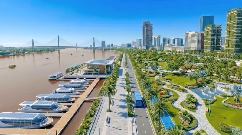 Phối cảnh đại lộ bên bờ sông Hồng. Phối cảnh đại lộ bên bờ sông Hồng.