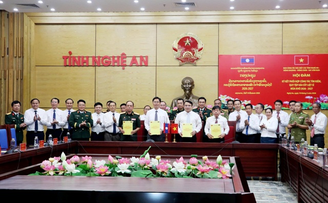 Ký kết phối hợp quy tập hài cốt liệt sĩ giữa Nghệ An và 3 tỉnh nước bạn Lào