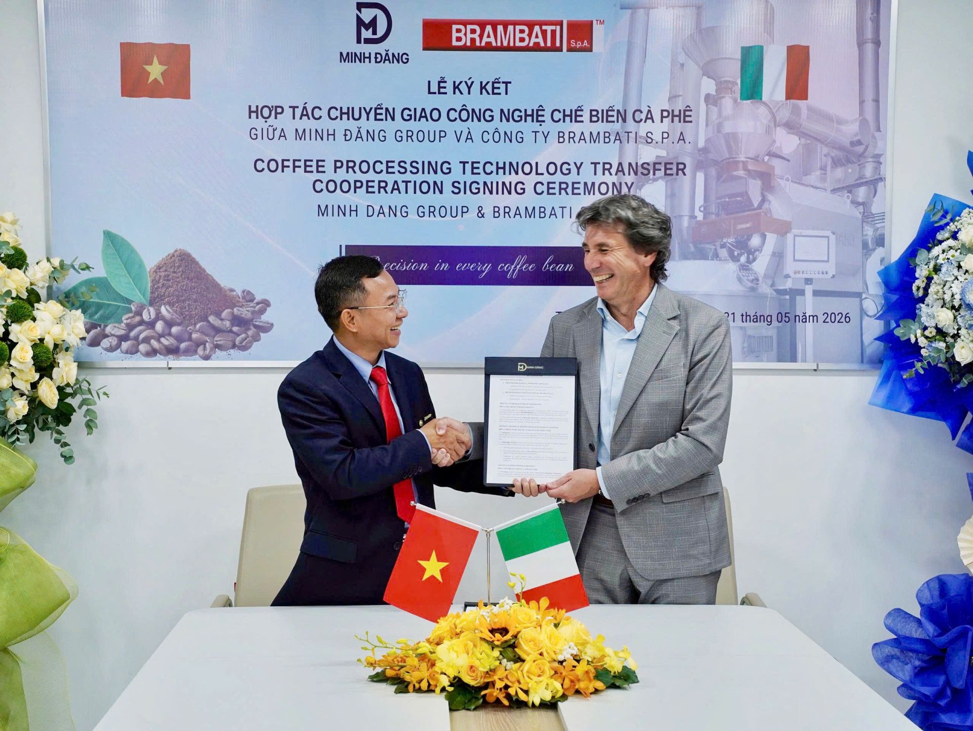Thương vụ 3,5 triệu EUR: Minh Đăng Group bắt tay Brambati S.p.A đầu tư công nghệ chế biến cà phê