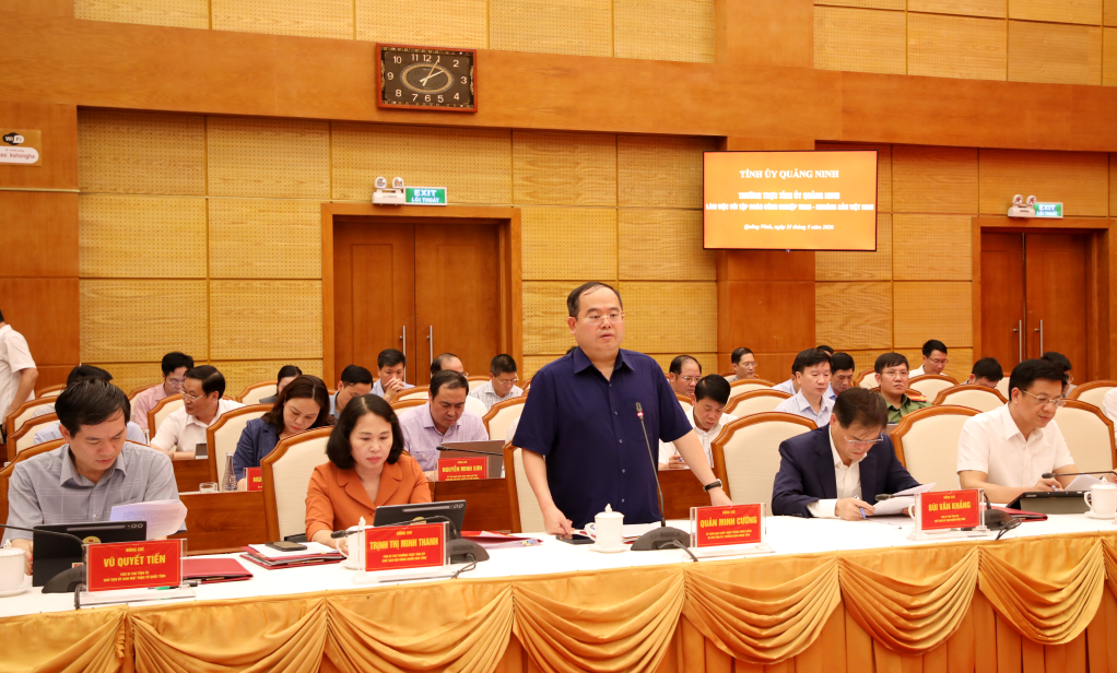 Ông Quản Minh Cường, Ủy viên Trung ương Đảng, Bí thư Tỉnh ủy, Trưởng Đoàn ĐBQH tỉnh Quảng Ninh, phát biểu chỉ đạo tại buổi làm việc Ông Quản Minh Cường, Ủy viên Trung ương Đảng, Bí thư Tỉnh ủy, Trưởng Đoàn ĐBQH tỉnh Quảng Ninh, phát biểu chỉ đạo tại buổi làm việc