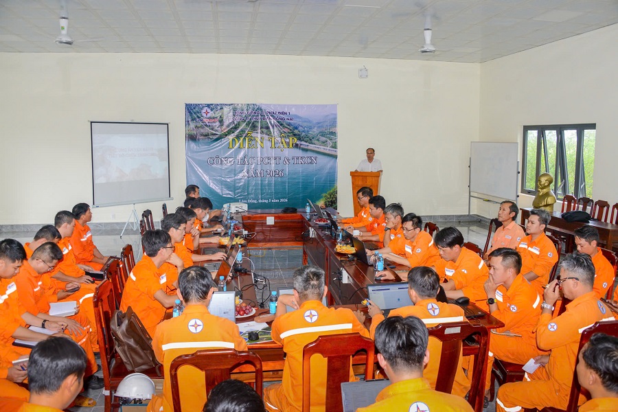 Diễn tập xử lý sự cố vận hành hồ chứa tại Thủy điện Đồng Nai 3 trước mùa mưa bão 2026