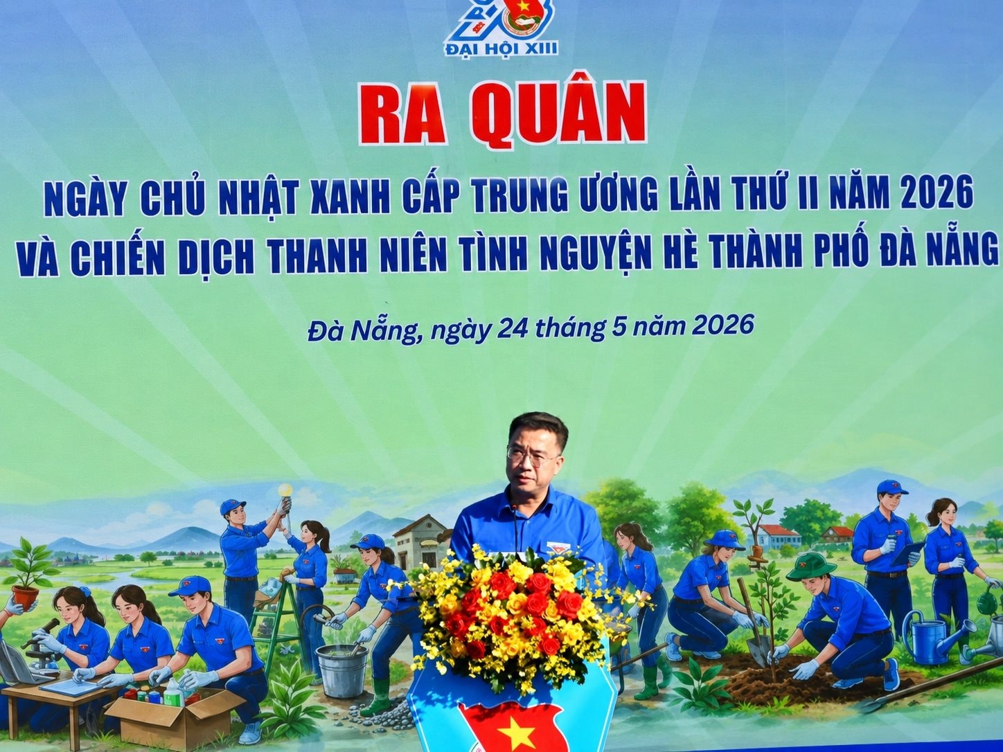 Chủ tịch Hội Liên hiệp Thanh niên Việt Nam Nguyễn Tường Lâm phát biểu tại Lễ ra quân. (Ảnh: congly.vn) Chủ tịch Hội Liên hiệp Thanh niên Việt Nam Nguyễn Tường Lâm phát biểu tại Lễ ra quân. (Ảnh: congly.vn)