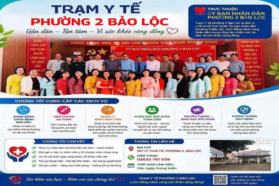 Tập thể cán bộ, công nhân viên Trạm Y tế Phường 2 Bảo Lộc, tỉnh Lâm Đồng. Tập thể cán bộ, công nhân viên Trạm Y tế Phường 2 Bảo Lộc, tỉnh Lâm Đồng.