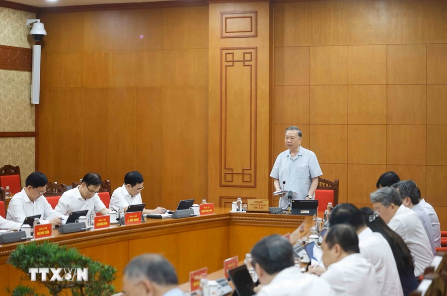 Tổng B&iacute; thư, Chủ tịch nước T&ocirc; L&acirc;m n&ecirc;u 4 gợi &yacute; để nghi&ecirc;n cứu, thảo luận - Ảnh:TTXVN