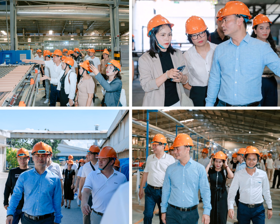 Nh&agrave; ph&acirc;n phối, đại l&yacute; v&agrave; ban l&atilde;nh đạo tham quan thực tế d&acirc;y chuyền sản xuất ng&oacute;i tr&aacute;ng men hiện đại tại nh&agrave; m&aacute;y Viglacera Eurotile