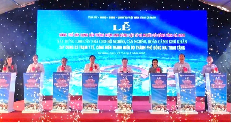 Cà Mau khởi công Đền tưởng niệm anh hùng liệt sĩ và loạt công trình an sinh