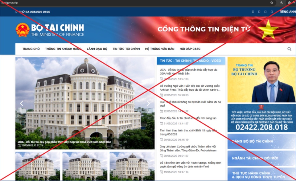 Bộ Tài chính cảnh báo trang giả mạo lừa đảo