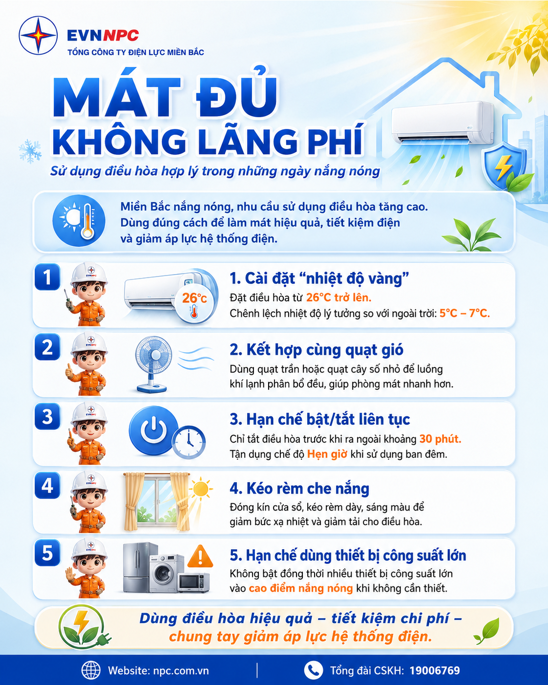 Mát đủ - không lãng phí: Sử dụng điều hòa hợp lý trong những ngày nắng nóng