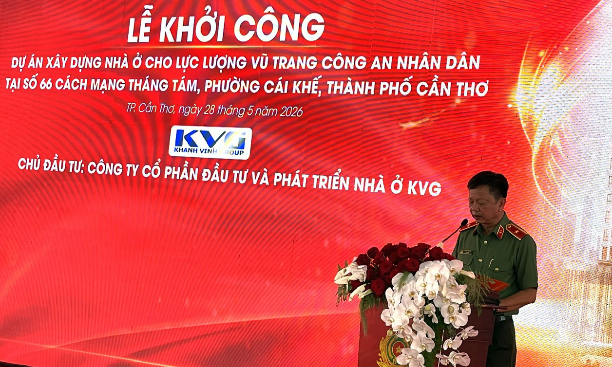 Thiếu tướng Huỳnh Việt Hòa, Giám đốc Công an TP. Cần Thơ phát biểu Lễ khởi công xây dựng dự án nhà ở cho lực lượng vũ trang Công an nhân dân TP. Cần Thơ Thiếu tướng Huỳnh Việt Hòa, Giám đốc Công an TP. Cần Thơ phát biểu Lễ khởi công xây dựng dự án nhà ở cho lực lượng vũ trang Công an nhân dân TP. Cần Thơ