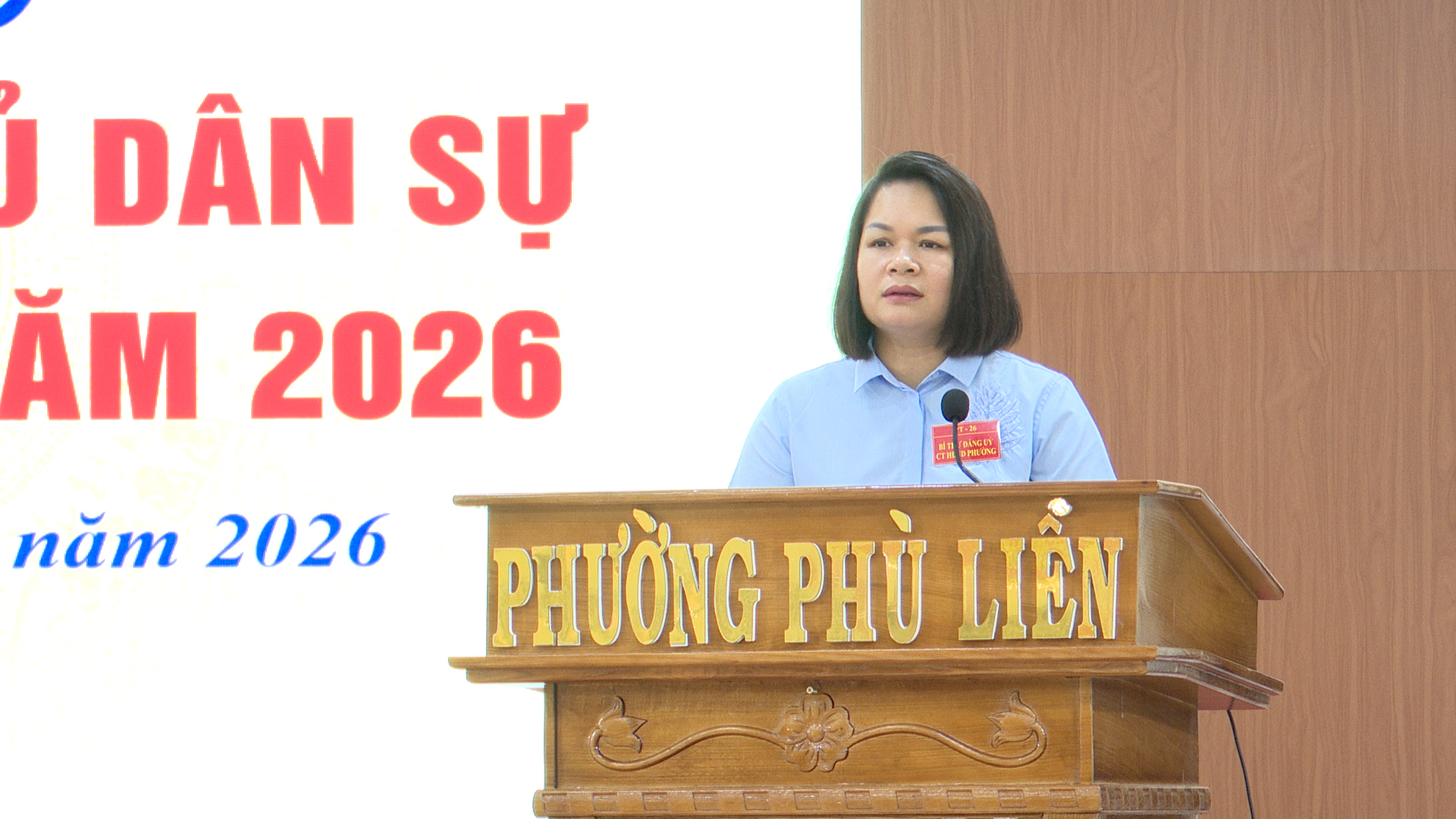 Ph&aacute;t biểu tại hội nghị, đồng ch&iacute; B&ugrave;i Thị Tuyết Mai &ndash; B&iacute; thư Đảng ủy, Chủ tịch HĐND phường ph&aacute;t biểu chỉ đạo tại buổi bế mạc diễn tập.