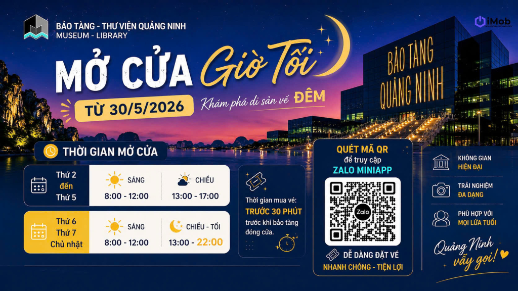 Ngày 30/5, thí điểm sản phẩm, dịch vụ kinh tế ban đêm tại Bảo tàng - Thư viện tỉnh Quảng Ninh