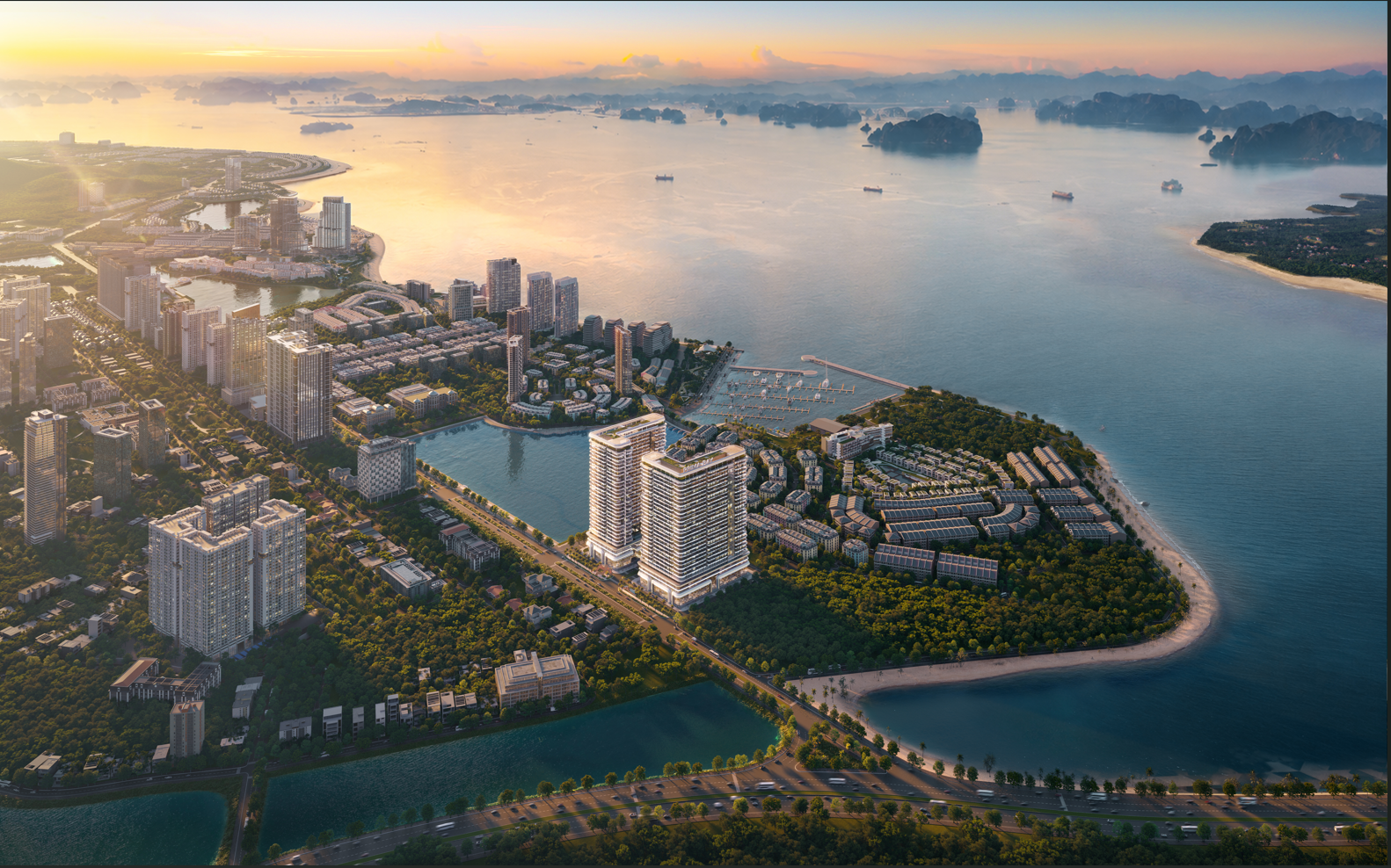 Phối cảnh vị trí tòa tháp đôi Prima Bay tọa lạc tại mặt tiền đại lộ Hoàng Quốc Việt, cửa ngõ Khu đô thị Halong Marina Phối cảnh vị trí tòa tháp đôi Prima Bay tọa lạc tại mặt tiền đại lộ Hoàng Quốc Việt, cửa ngõ Khu đô thị Halong Marina