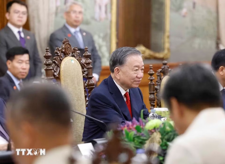 Tổng B&iacute; thư, Chủ tịch nước T&ocirc; L&acirc;m ph&aacute;t biểu tại cuộc hội đ&agrave;m với Tổng thống Philippines - Ảnh: TTXVN