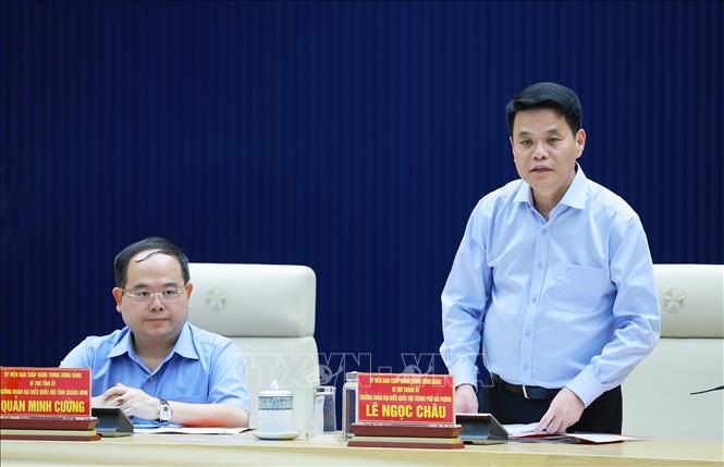 Bí thư Thành ủy Hải Phòng Lê Ngọc Châu phát biểu. Ảnh: Dương Giang/TTXVN Bí thư Thành ủy Hải Phòng Lê Ngọc Châu phát biểu. Ảnh: Dương Giang/TTXVN