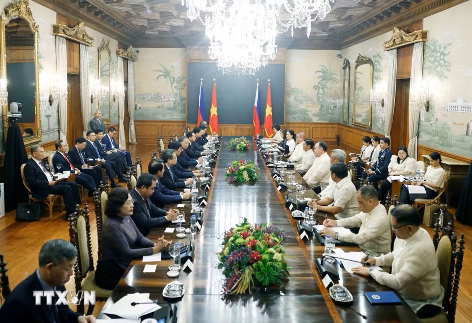 Tổng B&iacute; thư, Chủ tịch nước T&ocirc; L&acirc;m v&agrave; Tổng thống Philippines Ferdinand Romualdez Marcos Jr. hội đ&agrave;m cấp Nh&agrave; nước - Ảnh: TTXVN
