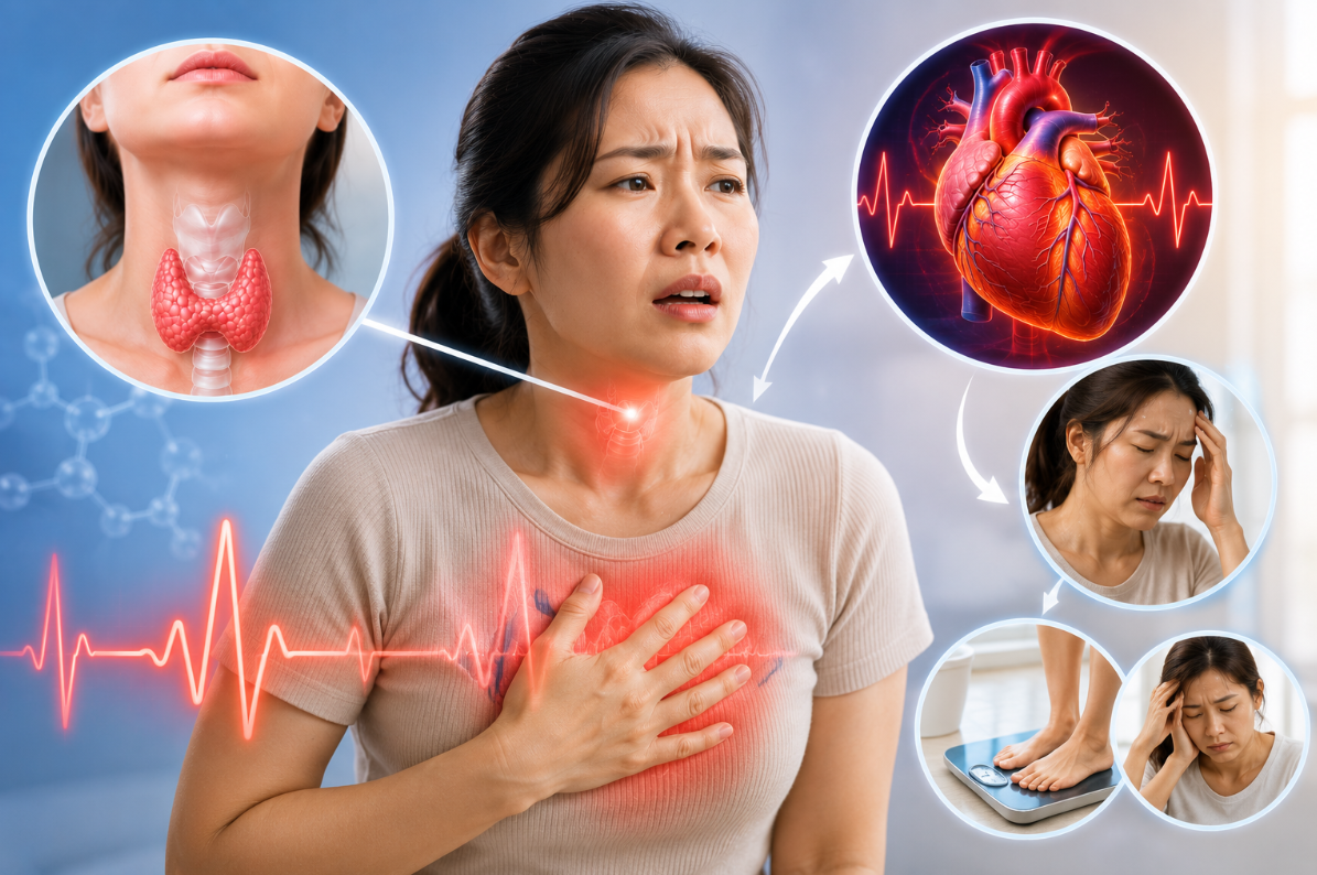 Bướu tuyến gi&aacute;p c&oacute; thể g&acirc;y tim đập nhanh, hồi hộp do hormone tuyến gi&aacute;p tăng cao l&agrave;m tim hoạt động qu&aacute; mức