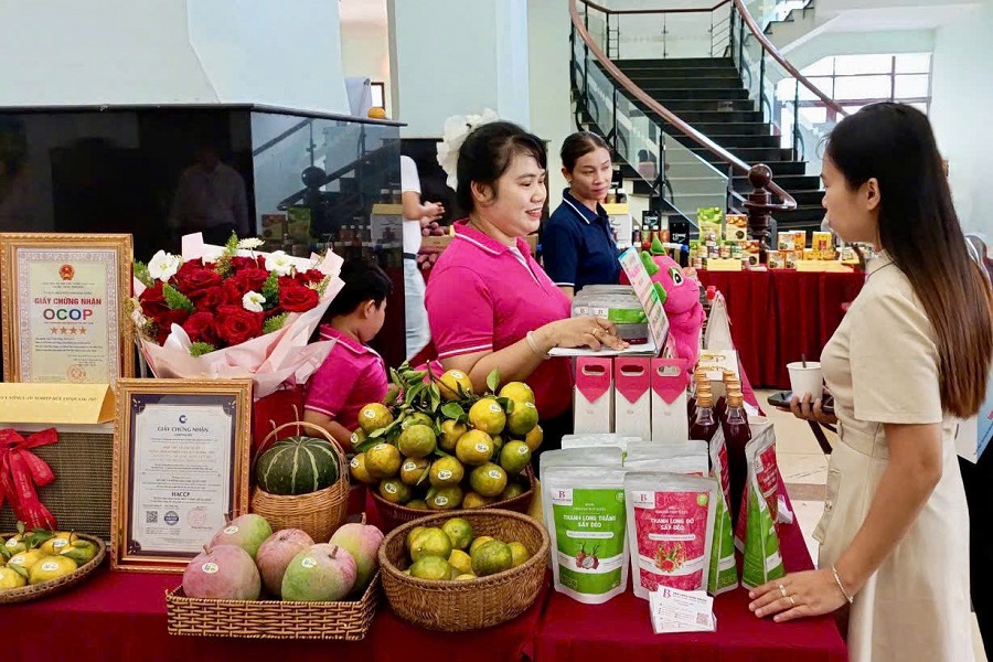 N&ocirc;ng sản L&acirc;m Đồng giới thiệu v&ugrave;ng trồng, ti&ecirc;u chuẩn sản xuất, quy tr&igrave;nh chế biến, bao b&igrave;, truy xuất nguồn gốc v&agrave; năng lực cung ứng. Ảnh: Diễm Thương