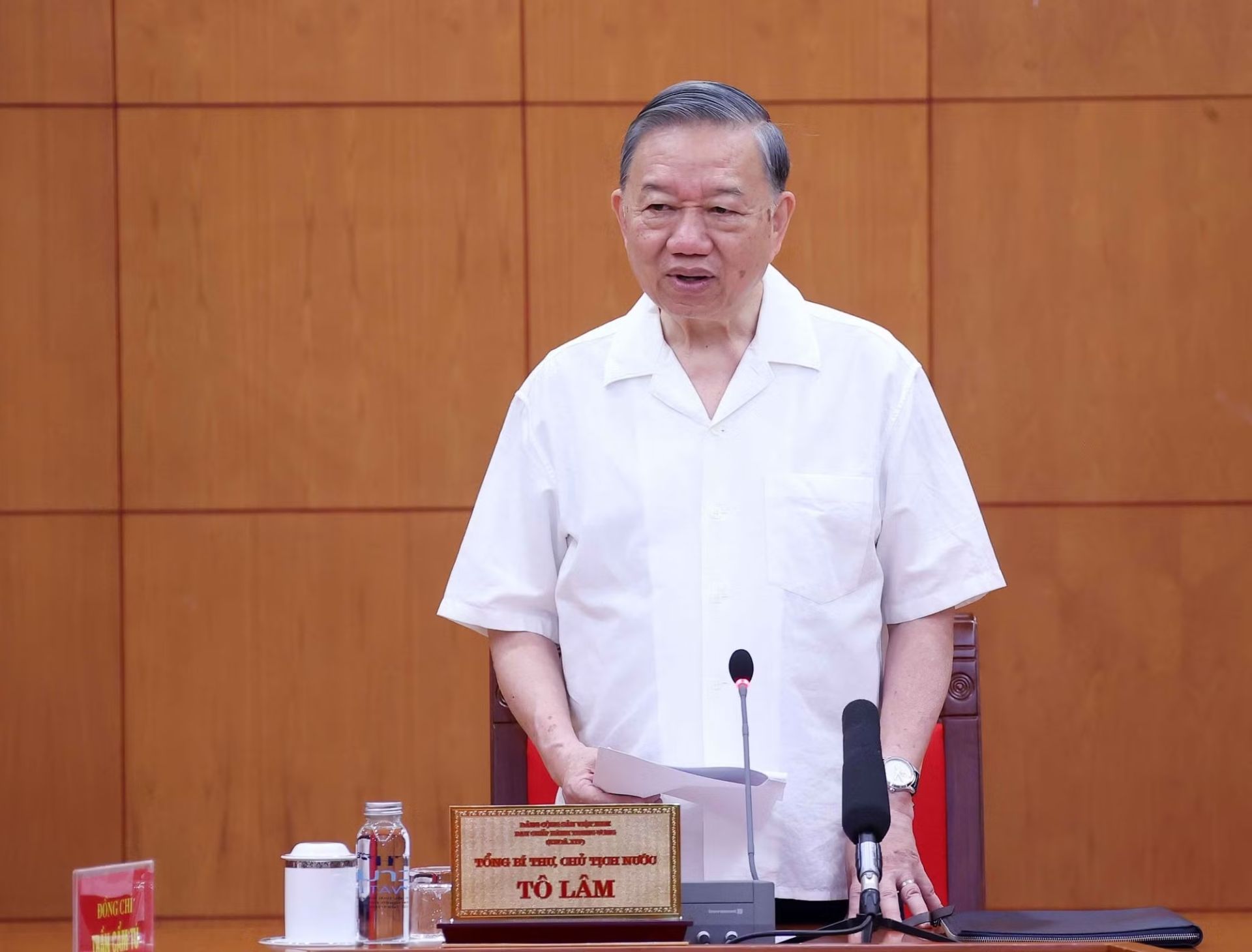 Tổng B&iacute; thư, Chủ tịch nước T&ocirc; L&acirc;m ph&aacute;t biểu chỉ đạo. (Ảnh: Văn Điệp/TTXVN)