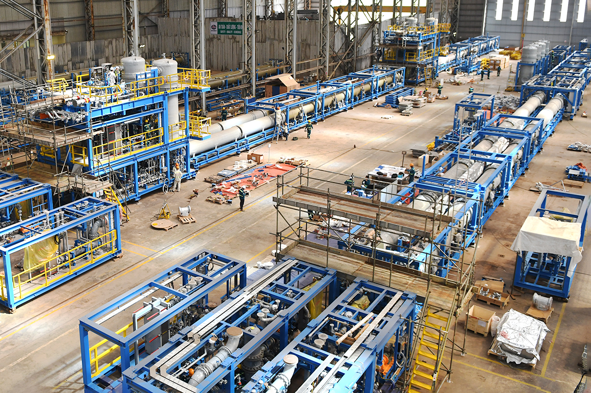 Module điện ph&acirc;n được LILAMA chế tạo v&agrave; tổ hợp xuất khẩu sang thị trường EU thuộc chuỗi Dự &aacute;n Hydro Xanh