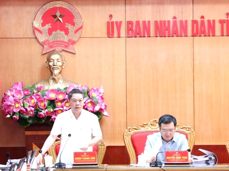 Ph&oacute; Chủ tịch UBND tỉnh Lạng Sơn Đo&agrave;n Thanh Sơn ph&aacute;t biểu tham luận tại phi&ecirc;n họp