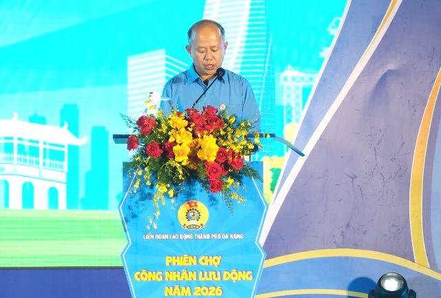 &ocirc;ng L&ecirc; Văn Đại - Ph&oacute; Chủ tịch Li&ecirc;n đo&agrave;n Lao động TP. Đ&agrave; Nẵng ph&aacute;t biểu.