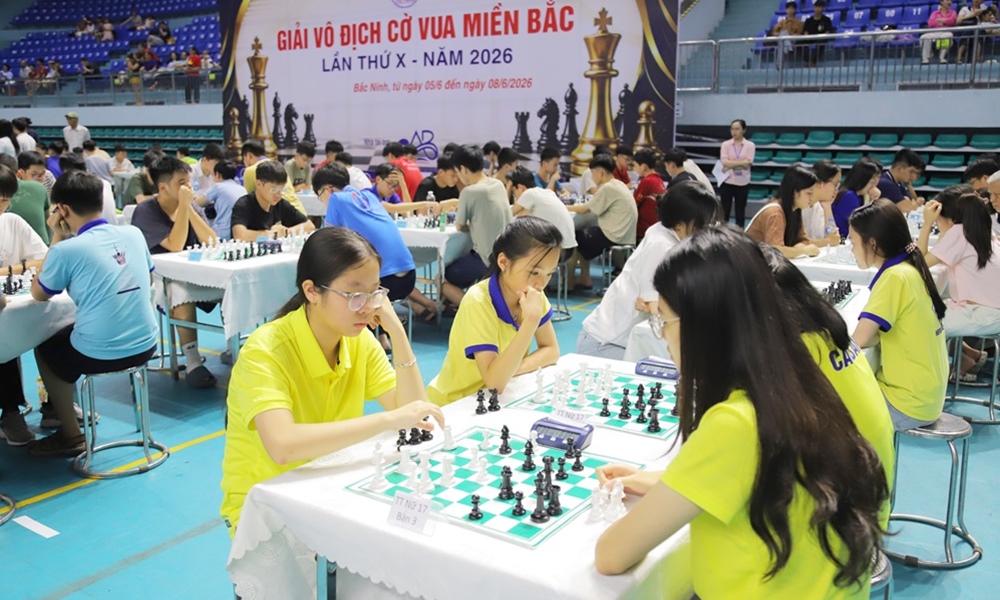 825 kỳ thủ tranh tài tại Giải vô địch Cờ vua miền Bắc lần thứ X năm 2026 tại Bắc Ninh