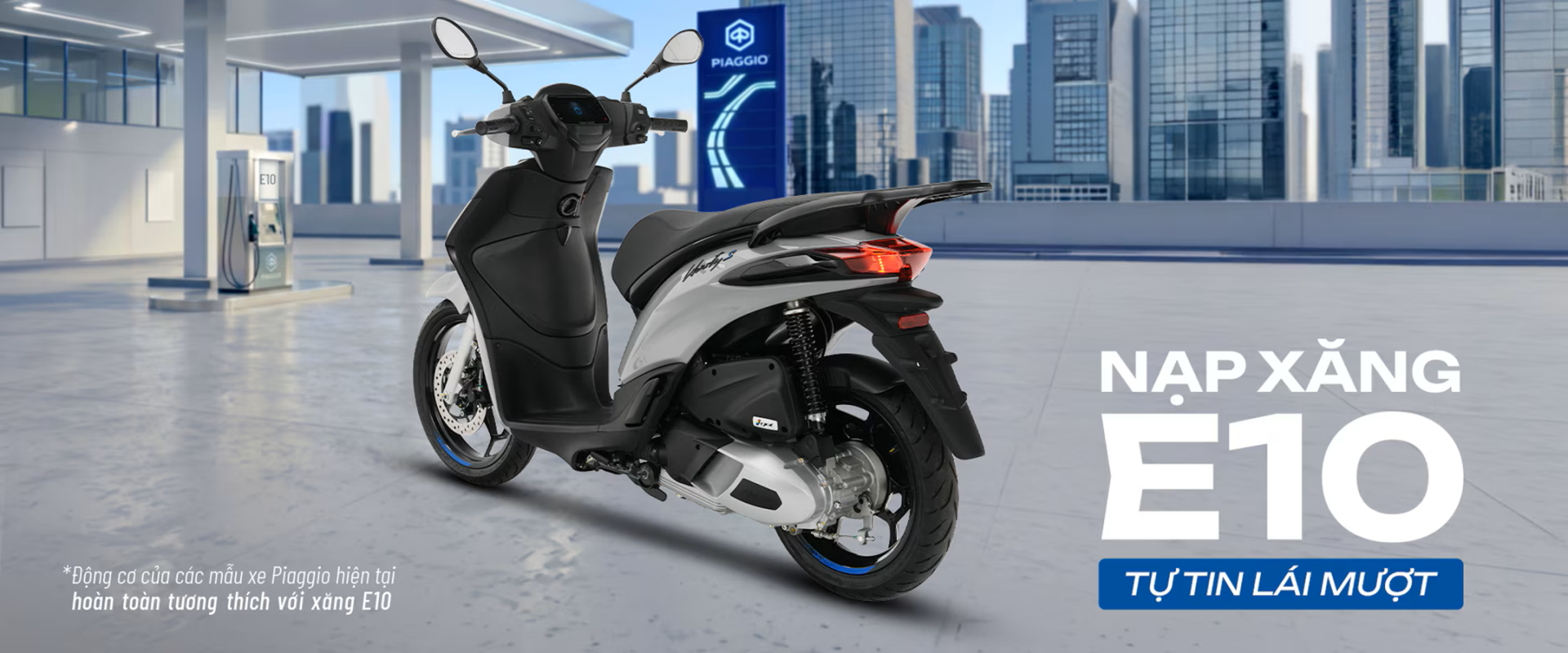 Xe máy Piaggio và Vespa chính hãng tương thích hoàn toàn với xăng sinh học E10