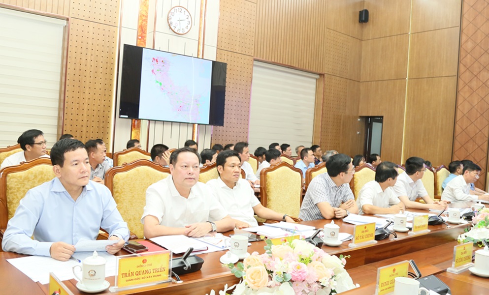C&aacute;c đại biểu tham dự cuộc họp c&ocirc;ng t&aacute;c quy hoạch, t&igrave;nh h&igrave;nh triển khai c&aacute;c dự &aacute;n nh&agrave; ở thương mại, khu đ&ocirc; thị tr&ecirc;n địa b&agrave;n tỉnh