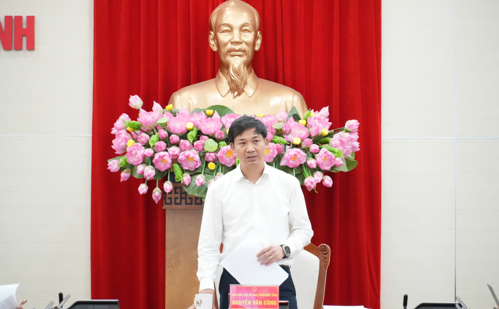 &Ocirc;ng Nguyễn Văn C&ocirc;ng, Ph&oacute; Chủ tịch UBND tỉnh Quảng Ninh ph&aacute;t biểu tại cuộc họp