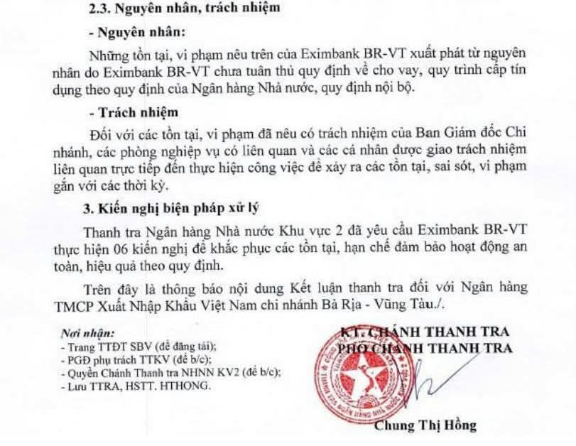 Một phần Th&ocirc;ng b&aacute;o Kết luận thanh tra số 163/TB-TTRA.VT