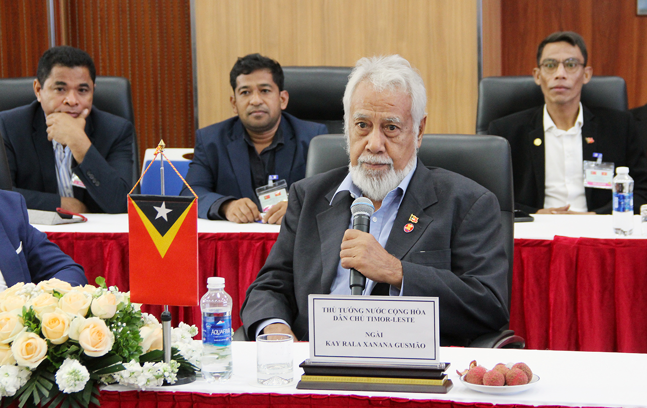 Thủ tướng Timor-Leste Kay Rala Xanana Gusmão phát biểu tại buổi làm việc. Thủ tướng Timor-Leste Kay Rala Xanana Gusmão phát biểu tại buổi làm việc.