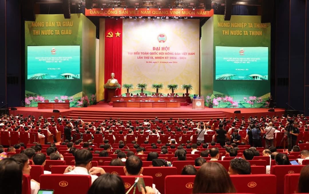 Đại hội đại biểu toàn quốc Hội Nông dân Việt Nam lần thứ IX với chủ đề: “Đoàn kết - Dân chủ - Đột phá - Hợp tác - Phát triển” diễn ra tại Trung tâm Hội nghị Quốc Gia - Hà Nội từ ngày 7-8/6/2026 Đại hội đại biểu toàn quốc Hội Nông dân Việt Nam lần thứ IX với chủ đề: “Đoàn kết - Dân chủ - Đột phá - Hợp tác - Phát triển” diễn ra tại Trung tâm Hội nghị Quốc Gia - Hà Nội từ ngày 7-8/6/2026