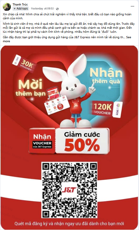 Bài đăng chia sẻ trải nghiệm của người dùng trên Facebook Bài đăng chia sẻ trải nghiệm của người dùng trên Facebook