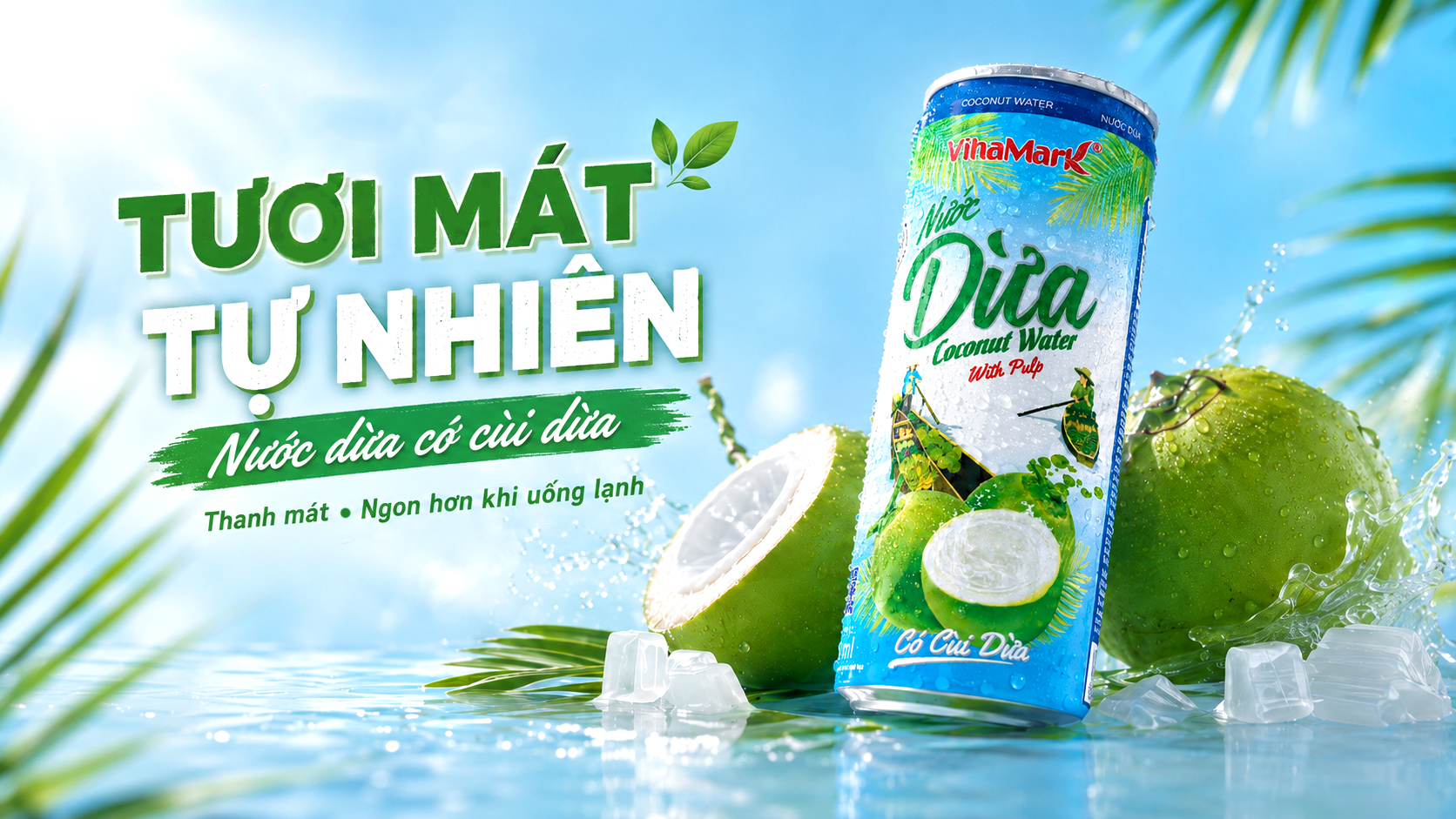 Nước dừa đóng lon Vihamark - Hương vị thơm ngon, giải nhiệt tiện lợi, vươn xa khắp mọi miền