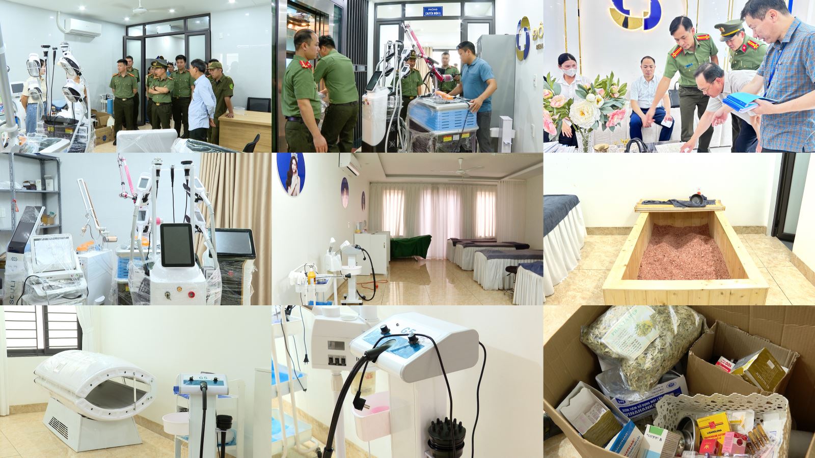 Máy móc, phương tiện các đối tượng sử dụng để điều trị, lừa dối khách hàng. Máy móc, phương tiện các đối tượng sử dụng để điều trị, lừa dối khách hàng.