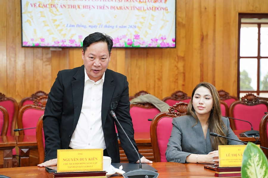 &Ocirc;ng Nguyễn Duy Ki&ecirc;n, Chủ tịch Hội đồng s&aacute;ng lập Kita Group mong muốn nhận được sự phối hợp, hỗ trợ của c&aacute;c sở, ng&agrave;nh, UBND c&aacute;c x&atilde;, phường tỉnh L&acirc;m Đồng trong việc khảo s&aacute;t thực địa tại c&aacute;c khu vực dự kiến đầu tư.