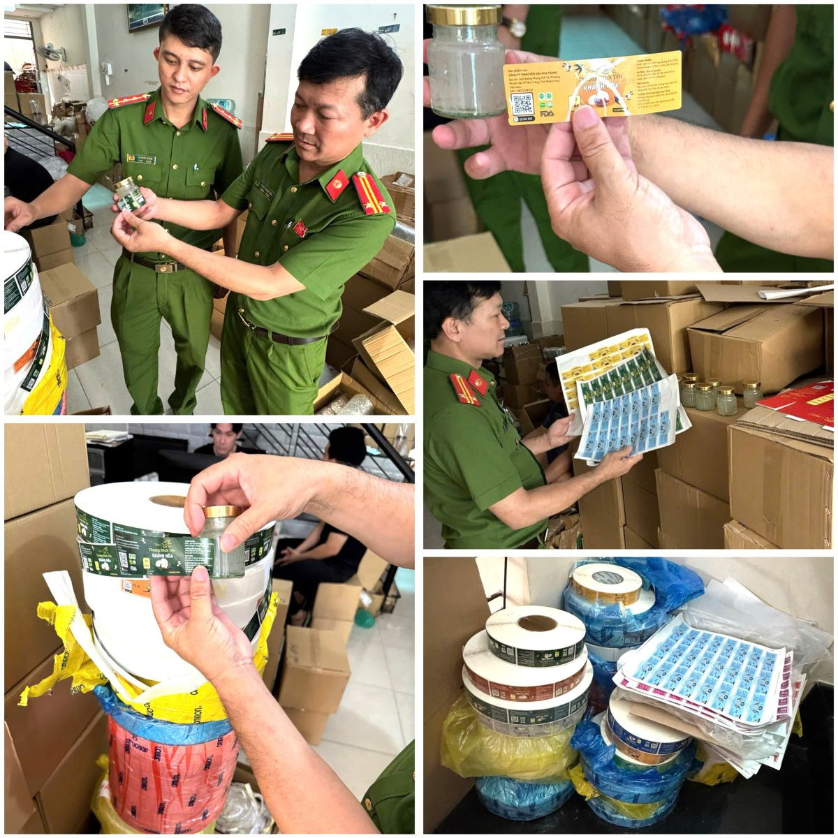 Công an công bố hình ảnh hơn 70.000 hũ yến giả trong đường dây sản xuất quy mô lớn