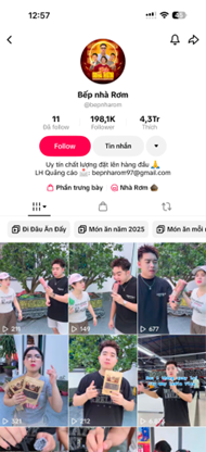 Kênh TikTok hàng trăm nghìn người theo dõi của chị Dung Ốc Kênh TikTok hàng trăm nghìn người theo dõi của chị Dung Ốc