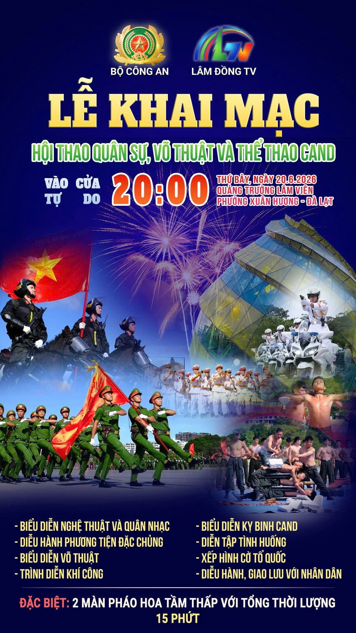 Tại lễ khai mạc hội thao sẽ tổ chức bắn ph&aacute;o hoa tầm thấp