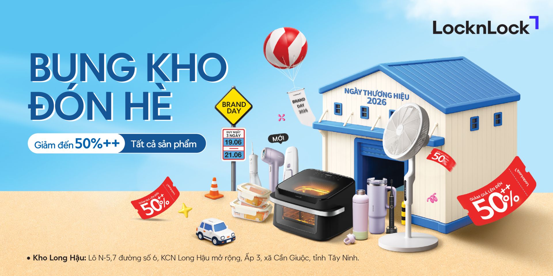 Săn deal Brand Day "giải nhiệt" hè tại kho LocknLock Long Hậu, ưu đãi sâu đến 50%++