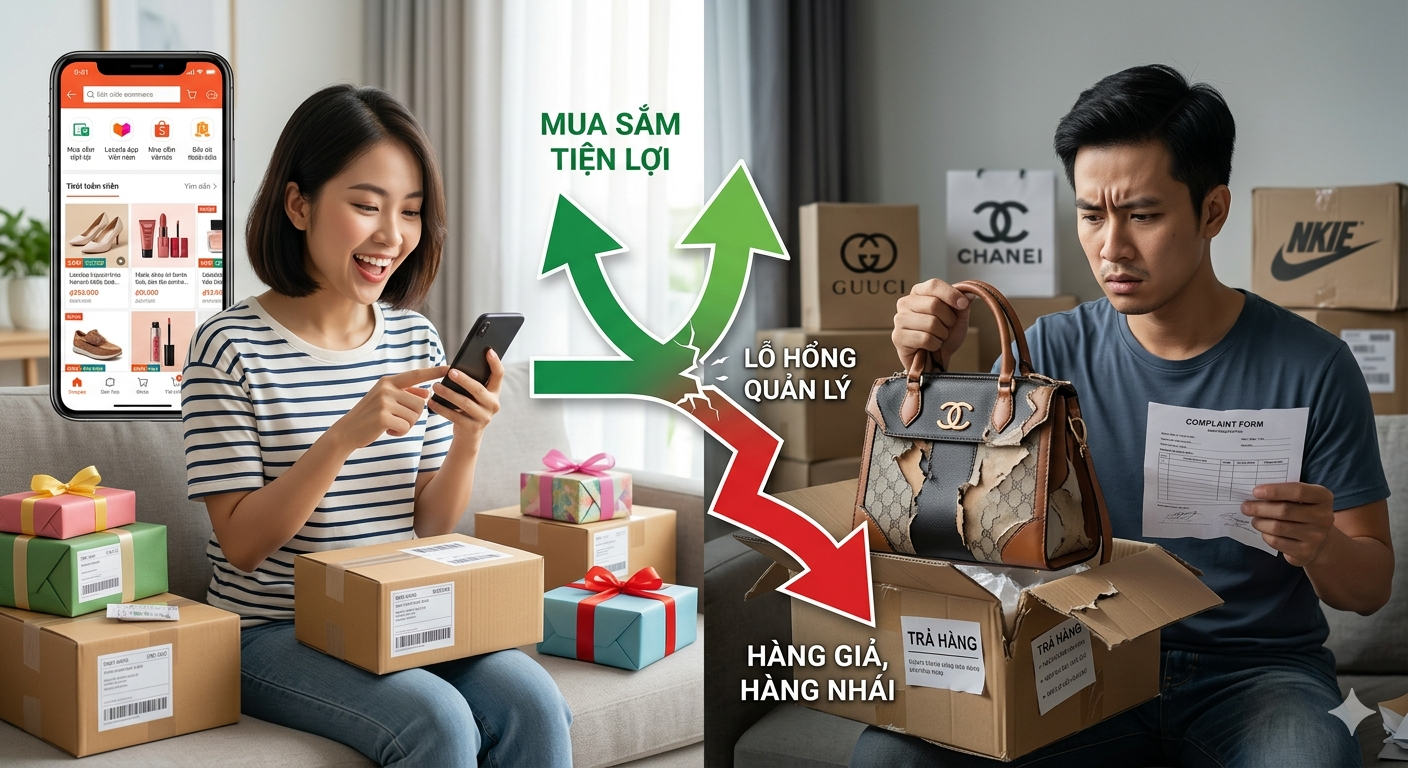 Hàng giả không còn xuất hiện rải rác mà đã trở thành một “dòng chảy ngầm” len lỏi trong hệ sinh thái thương mại điện tử (ảnh minh họa) Hàng giả không còn xuất hiện rải rác mà đã trở thành một “dòng chảy ngầm” len lỏi trong hệ sinh thái thương mại điện tử (ảnh minh họa)