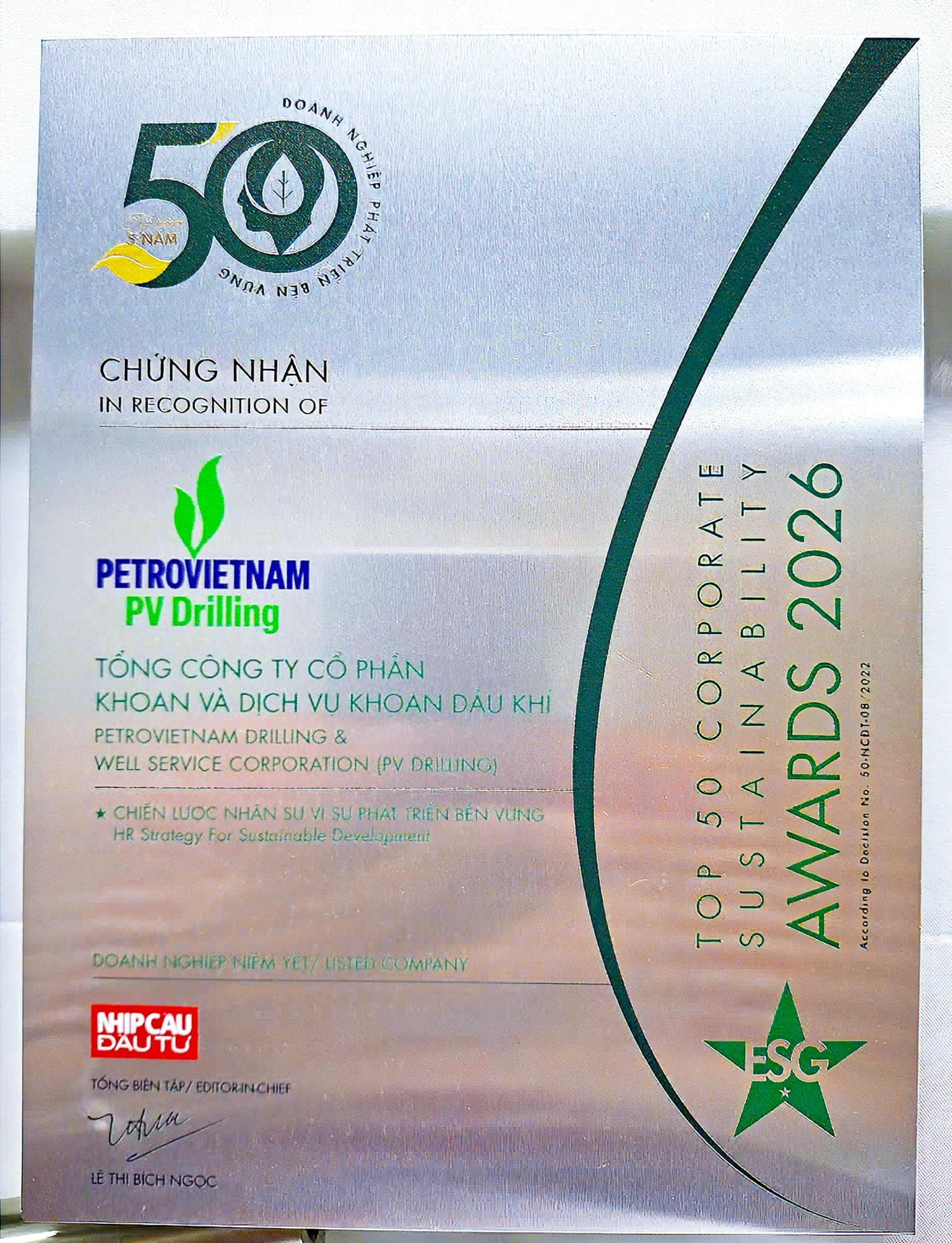 PV Drilling nhận vinh danh Top 50 Doanh nghiệp phát triển bền vững (Top 50 CSA) năm 2026 ở hạng mục “Chiến lược nhân sự vì sự phát triển bền vững” PV Drilling nhận vinh danh Top 50 Doanh nghiệp phát triển bền vững (Top 50 CSA) năm 2026 ở hạng mục “Chiến lược nhân sự vì sự phát triển bền vững”