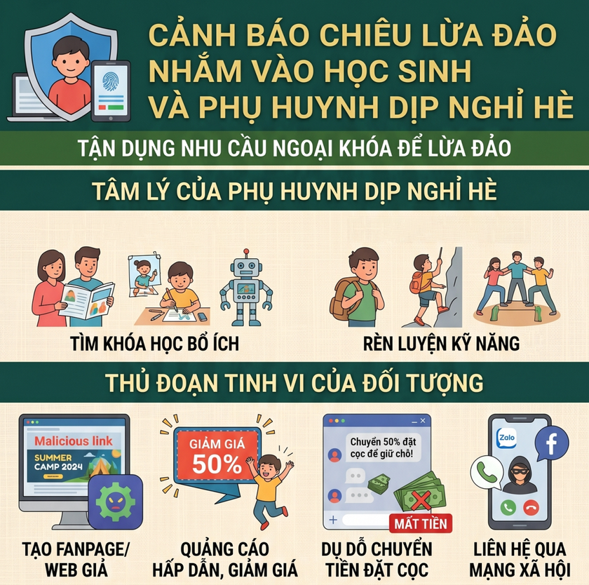 Công an tỉnh Bắc Ninh cảnh báo chiêu lừa đăng ký trại hè, khóa học ngoại khóa