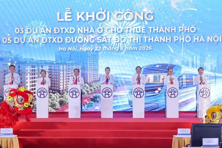 Thủ tướng Chính phủ Lê Minh Hưng và các đại biểu khởi công 5 tuyến đường sắt đô thị và 3 dự án nhà ở cho thuê trên địa bàn Hà Nội - Ảnh: VGP/Nhật Bắc Thủ tướng Chính phủ Lê Minh Hưng và các đại biểu khởi công 5 tuyến đường sắt đô thị và 3 dự án nhà ở cho thuê trên địa bàn Hà Nội - Ảnh: VGP/Nhật Bắc