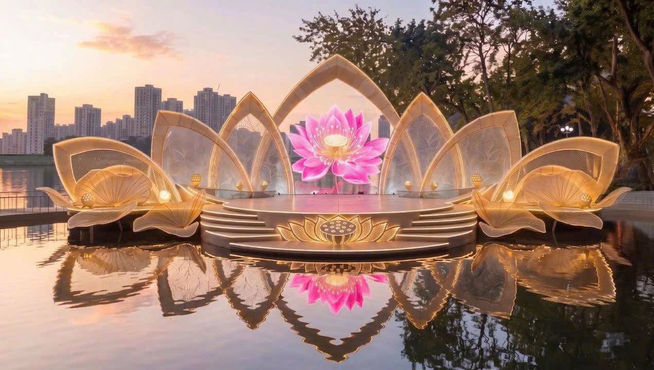 Sân khấu chính của Lễ hội Sen Hà Nội 2026 lấy cảm hứng từ hình tượng hoa sen nở, nơi diễn ra các chương trình nghệ thuật và hoạt động điểm nhấn của sự kiện. Sân khấu chính của Lễ hội Sen Hà Nội 2026 lấy cảm hứng từ hình tượng hoa sen nở, nơi diễn ra các chương trình nghệ thuật và hoạt động điểm nhấn của sự kiện.
