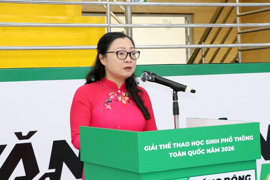 Thứ trưởng Bộ Giáo dục và Đào tạo Nguyễn Thị Quyên Thanh phát biểu khai mạc Thứ trưởng Bộ Giáo dục và Đào tạo Nguyễn Thị Quyên Thanh phát biểu khai mạc